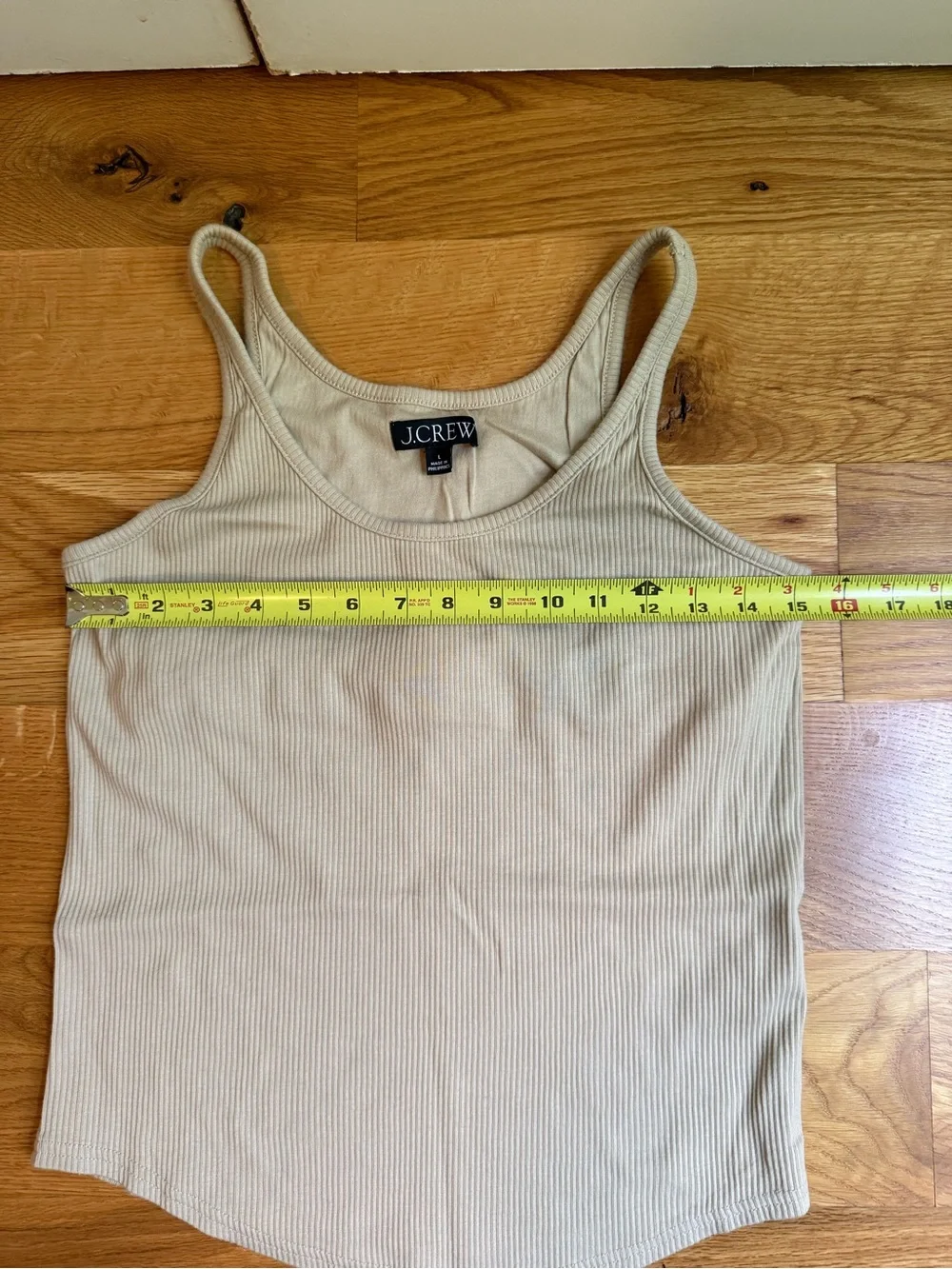 J.Crew Women's Ribbed Cream Tank Top with Shelf Bra